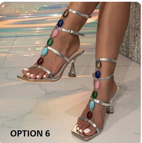 Summer Gladiator Hollow Out Narrow Band Open Toe Ankle Strap Heel CODE: KAR3199