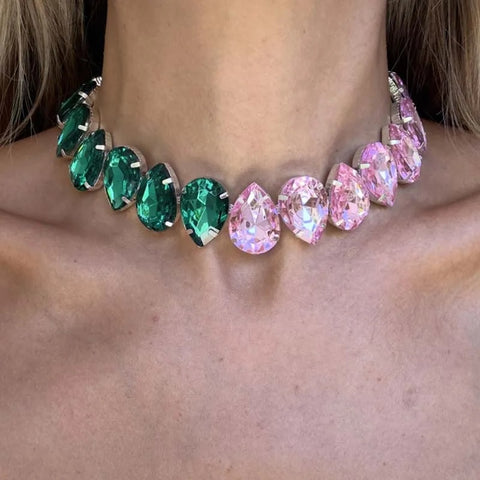 New Rhinestone Choker Exquisite Shiny Crystal Water Drop Shaped Necklace CODE: KAR3200