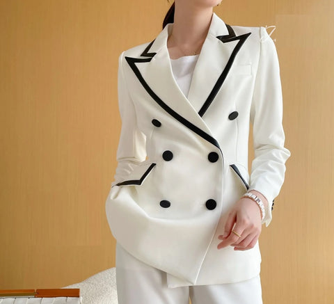 New Long Sleeve Blazer+Long  Patchwork Formal Pant 2 Piece Set CODE: KAR3205