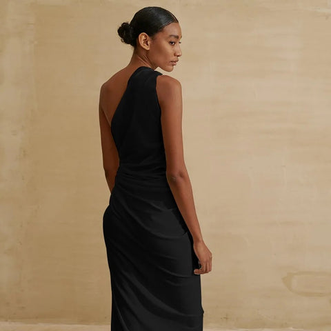 Sexy One-shoulder Asymmetric Midi Cover Tunic Beachwear Swimwear CODE: KAR3207