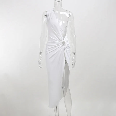 Sexy One-shoulder Asymmetric Midi Cover Tunic Beachwear Swimwear CODE: KAR3207