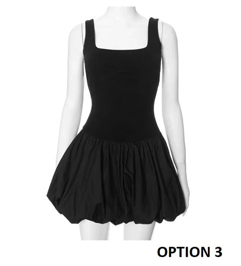 New Folds Patchwork Mini Vest Slim Fit High Waist Sleeveless A-line Solid Party Dress CODE: KAR3208