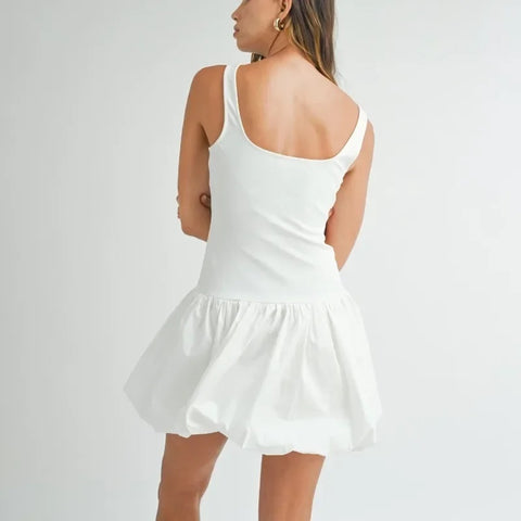 New Folds Patchwork Mini Vest Slim Fit High Waist Sleeveless A-line Solid Party Dress CODE: KAR3208