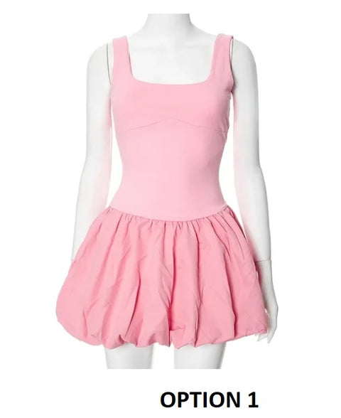 New Folds Patchwork Mini Vest Slim Fit High Waist Sleeveless A-line Solid Party Dress CODE: KAR3208