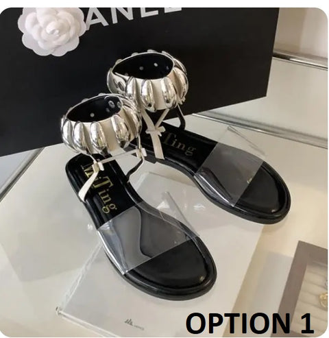 New Flip Flops Pummer Clear Low-heeled Outside Corrective Flat Low Sandals CODE: KAR3215