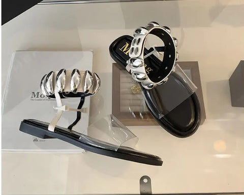 New Flip Flops Pummer Clear Low-heeled Outside Corrective Flat Low Sandals CODE: KAR3215