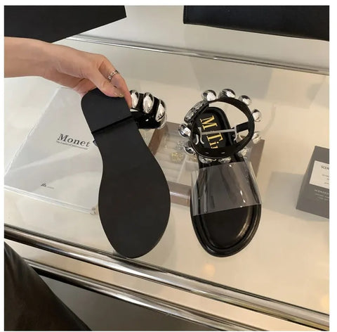 New Flip Flops Pummer Clear Low-heeled Outside Corrective Flat Low Sandals CODE: KAR3215