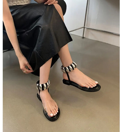 New Flip Flops Pummer Clear Low-heeled Outside Corrective Flat Low Sandals CODE: KAR3215