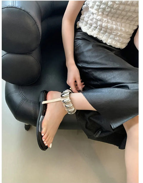 New Flip Flops Pummer Clear Low-heeled Outside Corrective Flat Low Sandals CODE: KAR3215