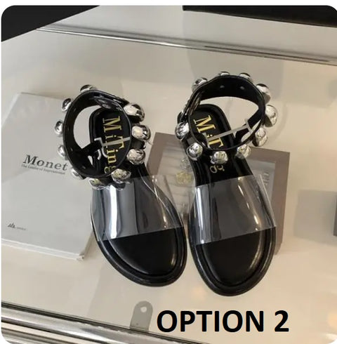New Flip Flops Pummer Clear Low-heeled Outside Corrective Flat Low Sandals CODE: KAR3215