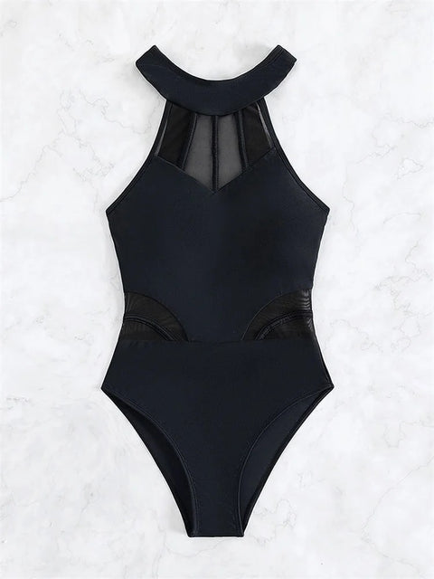 New Sexy Transparent Mesh Patchwork Bathing Swimwear CODE: KAR3217