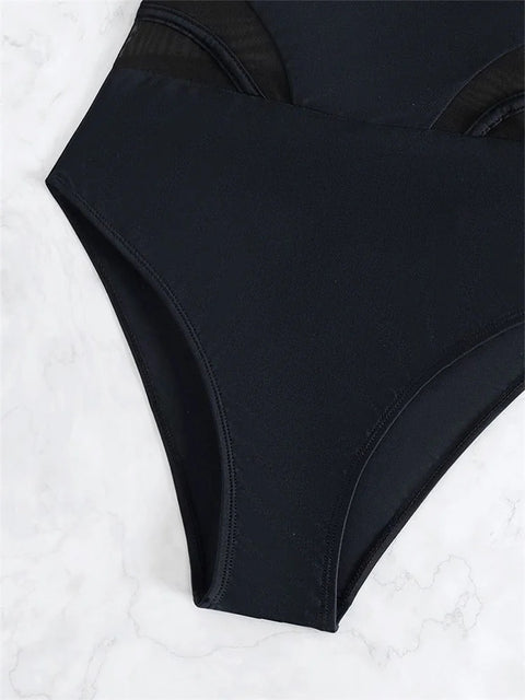 New Sexy Transparent Mesh Patchwork Bathing Swimwear CODE: KAR3217