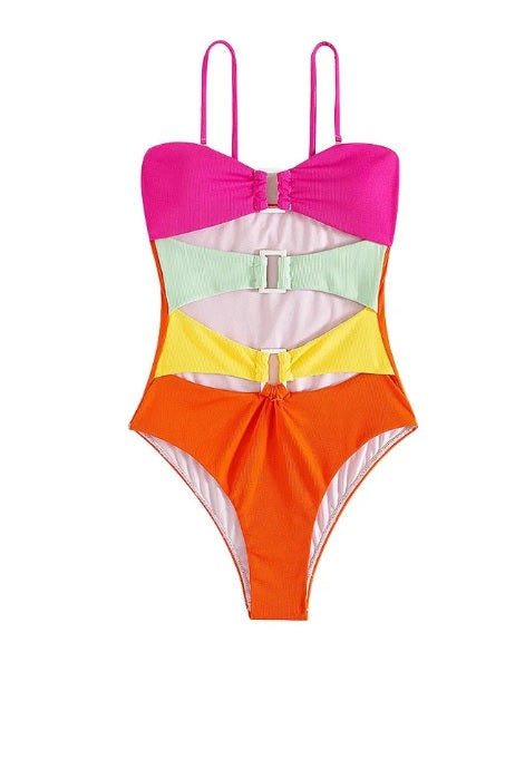 New Sexy Spliced Sling Triangle Chest Pads and No Steel Support Swimsuit CODE: KAR3219