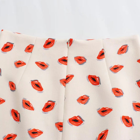 Summer Print Turn-Down Collar Long Sleeve Single Breasted Casual Shirts+High Waist Zipper Short Skirt Set CODE: KAR3224