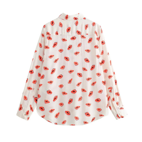 Summer Print Turn-Down Collar Long Sleeve Single Breasted Casual Shirts+High Waist Zipper Short Skirt Set CODE: KAR3224