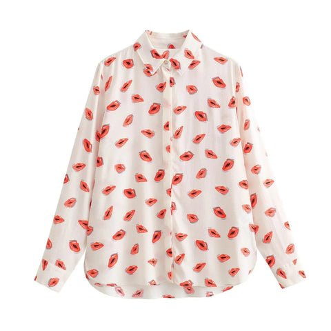 Summer Print Turn-Down Collar Long Sleeve Single Breasted Casual Shirts+High Waist Zipper Short Skirt Set CODE: KAR3224