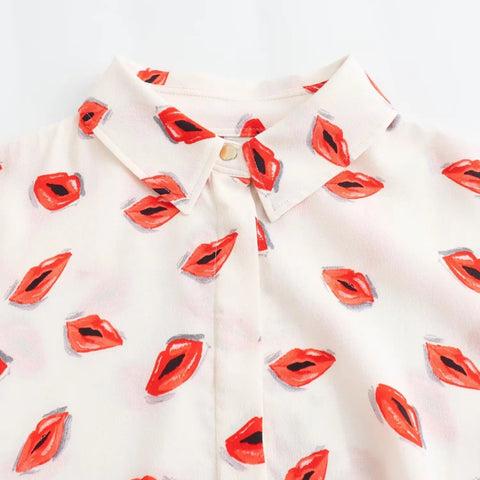 Summer Print Turn-Down Collar Long Sleeve Single Breasted Casual Shirts+High Waist Zipper Short Skirt Set CODE: KAR3224