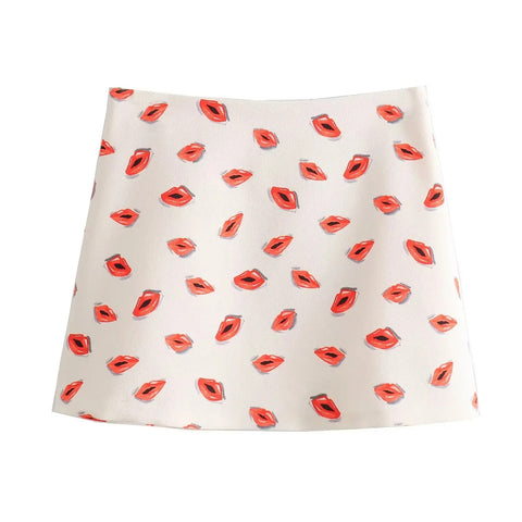 Summer Print Turn-Down Collar Long Sleeve Single Breasted Casual Shirts+High Waist Zipper Short Skirt Set CODE: KAR3224