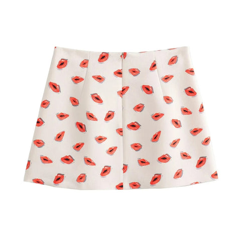 Summer Print Turn-Down Collar Long Sleeve Single Breasted Casual Shirts+High Waist Zipper Short Skirt Set CODE: KAR3224