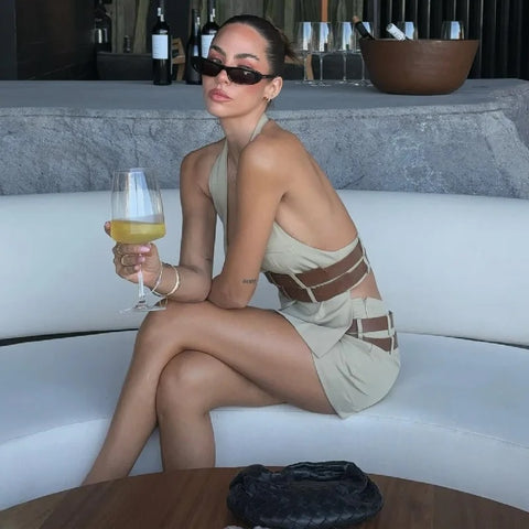 Summer New Sexy Halter Top And Mini Skirt Two Piece Set CODE: KAR3228