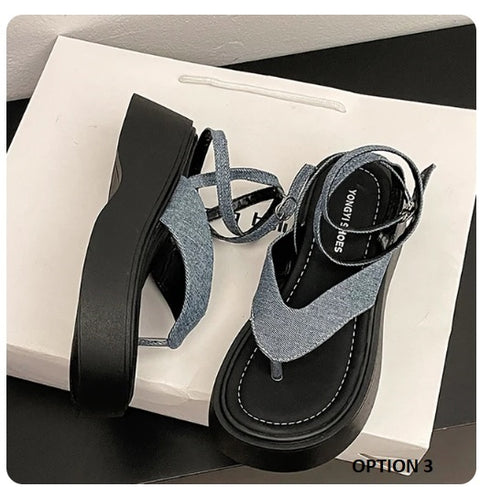 New Summer Gladiator Clip Toe Cross Strap Platform Sandal CODE: KAR3233
