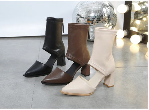 New summer pointed toe bun hollow thick heel CODE: KAR3237