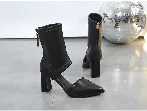 New summer pointed toe bun hollow thick heel CODE: KAR3237