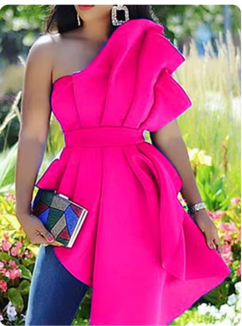 Sexy Bodycon Ruffles Irregular Evening Cocktail Top CODE: KAR3238