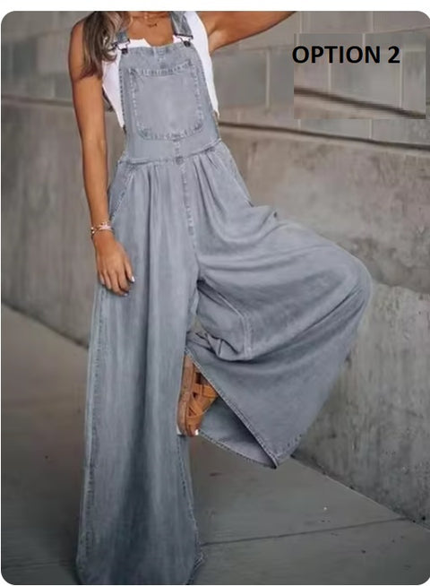 Summer Loose Wide-Leg With Pocket High-Waist One-Piece Jumpsuits CODE: KAR3244