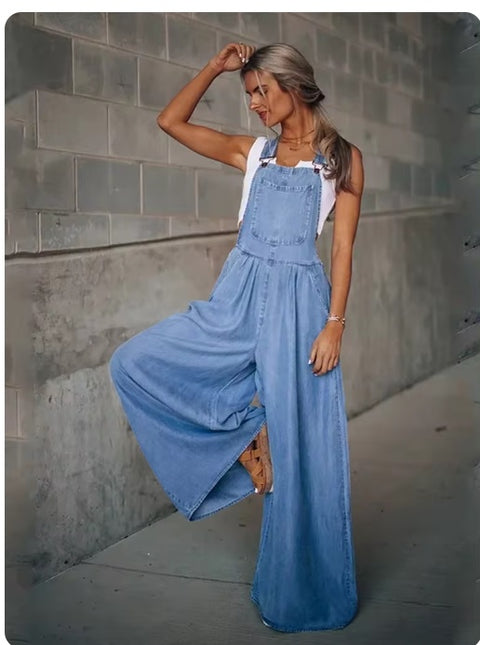 Summer Loose Wide-Leg With Pocket High-Waist One-Piece Jumpsuits CODE: KAR3244