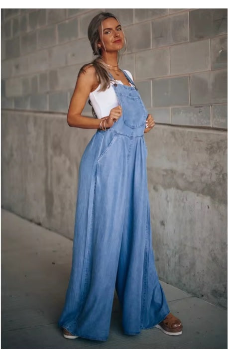 Summer Loose Wide-Leg With Pocket High-Waist One-Piece Jumpsuits CODE: KAR3244