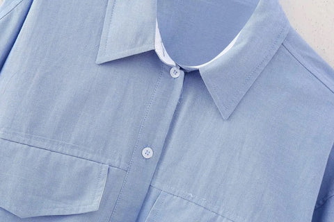 New Patchwork Elegant Solid Sweet Laple Single Breasted Long Sleeves Shirt CODE: KAR3245