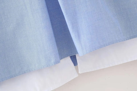 New Patchwork Elegant Solid Sweet Laple Single Breasted Long Sleeves Shirt CODE: KAR3245