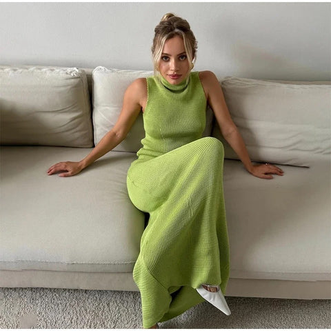 New Sleeveless Turtleneck coat High Waist Skirt Slim Set CODE: KAR3249