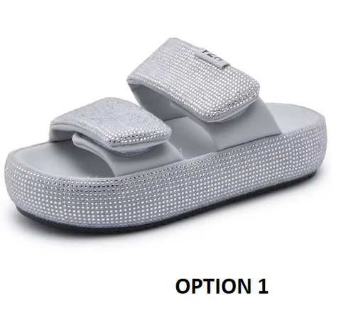 New Luxury Slides Heeled Mules Flat Designer Platform Sandal CODE: KAR3253