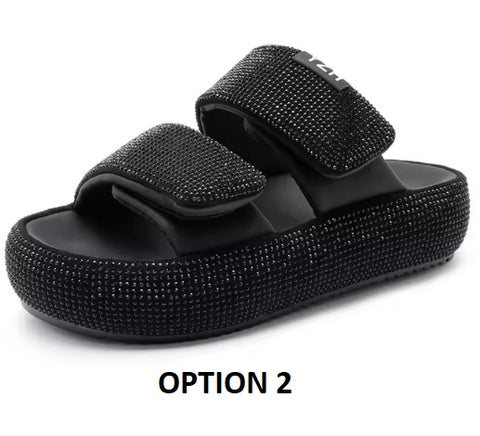 New Luxury Slides Heeled Mules Flat Designer Platform Sandal CODE: KAR3253