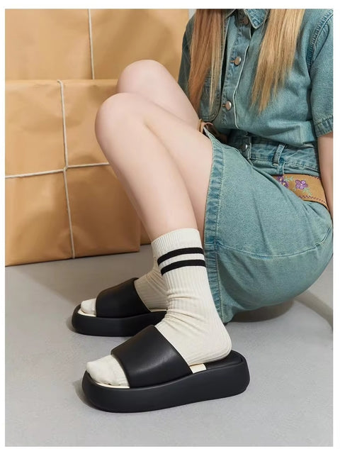 New Summer Luxury Slides Hoof Heels Platform Slippers CODE: KAR3254