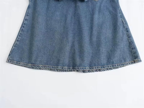 New Loose Fit Turn Down Collar Flare Sleeve Oversized Denim Dress CODE: KAR3255