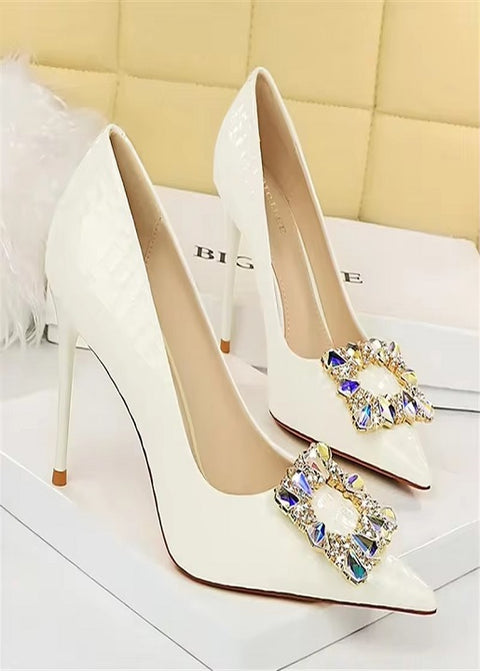 New Pumps Pointed Toe Bling  Rhinestone Buckle Stiletto High Heels CODE: KAR3256