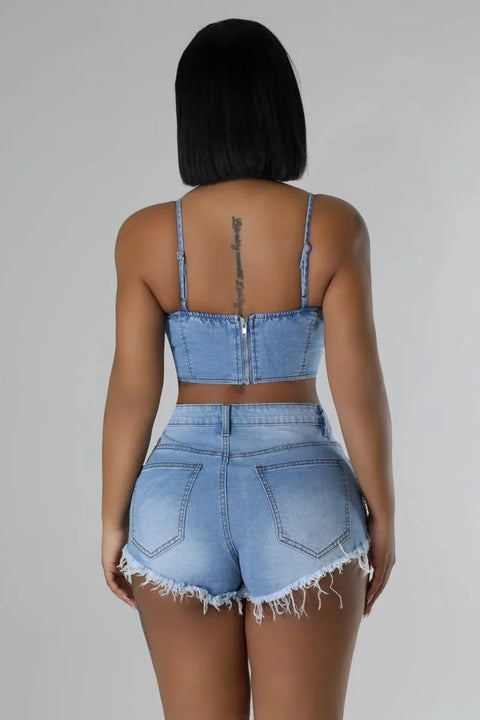 New Sexy Party Strapless Pearl Beading Top + shorts Street Casual 2 Piece Set CODE: KAR3267