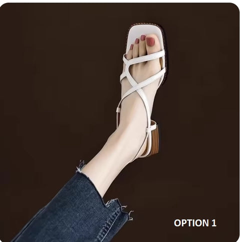 New Designer Cross-tied Gladiator Narrow Band Low Heels Sandal CODE: KAR3269
