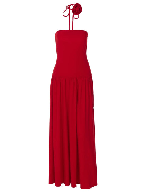 Summer Elegant Strapless Solid Tie Flower Scarf Draped Sexy Bodycon Midi Dress CODE: KAR3274