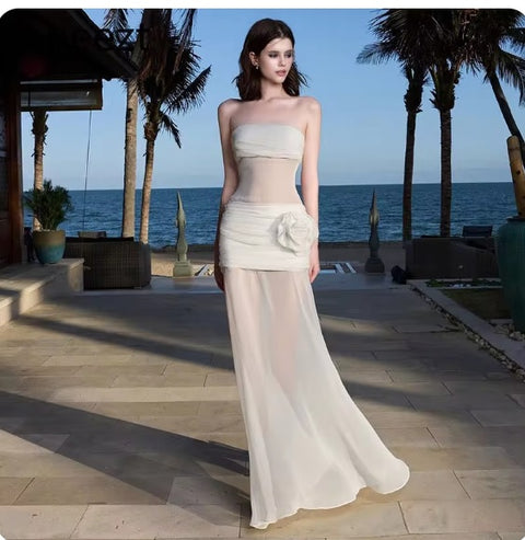 New Sweet Three-dimensional Flower See-through Mesh Dress CODE: KAR3276