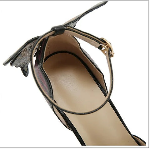 New Buckle Strap Bow High Espadrilles Stiletto High-heel Sandal CODE: KAR3279