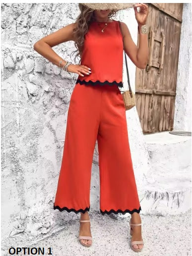 New Fashion Casual Elegant Sweet Top Pant 2 Piece Set CODE: KAR3283