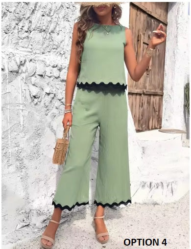 New Fashion Casual Elegant Sweet Top Pant 2 Piece Set CODE: KAR3283