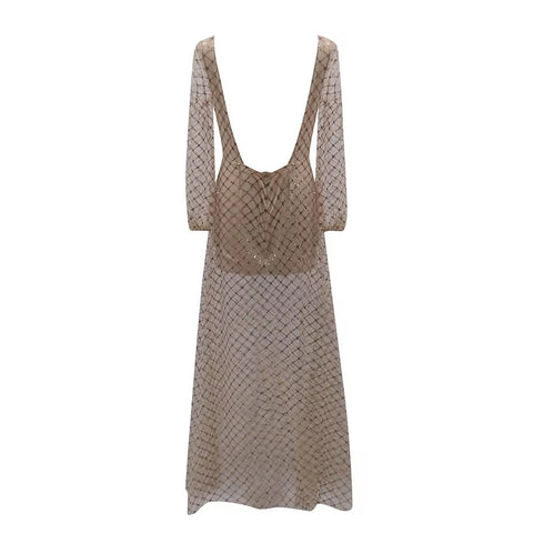 Sexy Sling Cross V-Neck Elegant Slim Hollow Lace Long Dress CODE: KAR3287
