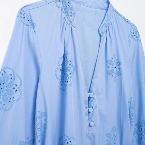 New Versatile Solid Adhesive Embroidered Decorative Poplin Dress CODE: KAR3294