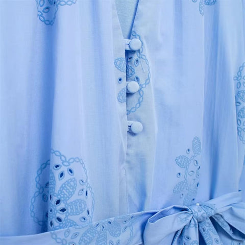New Versatile Solid Adhesive Embroidered Decorative Poplin Dress CODE: KAR3294