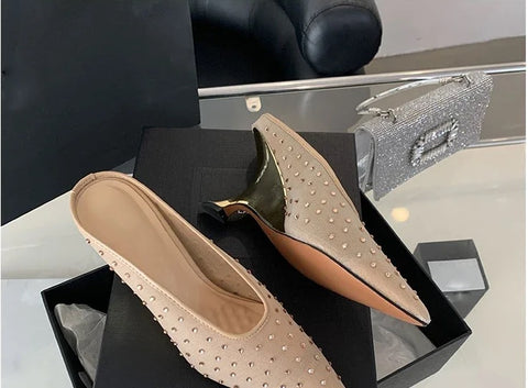 New Designer Crystal Mesh Wedges Elegant Shallow Pointed Toe High Heels CODE: KAR3305